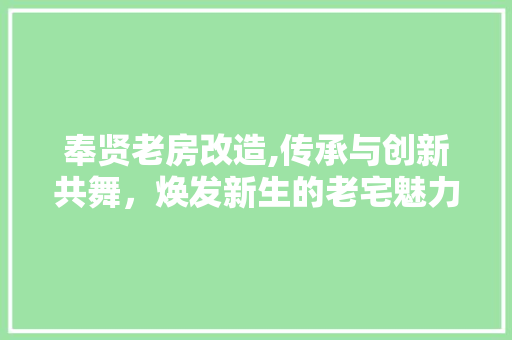 奉贤老房改造,传承与创新共舞，焕发新生的老宅魅力