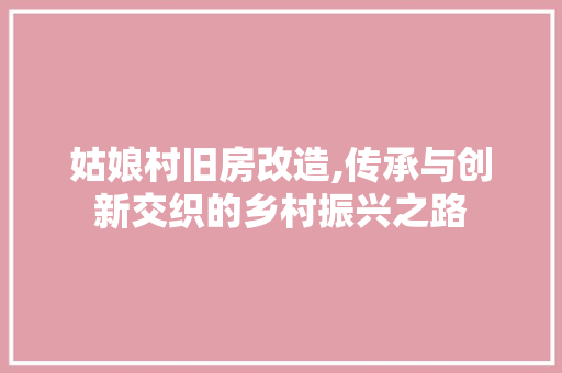 姑娘村旧房改造,传承与创新交织的乡村振兴之路