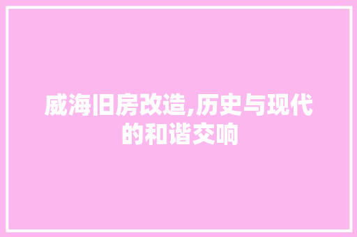威海旧房改造,历史与现代的和谐交响