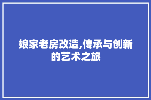 娘家老房改造,传承与创新的艺术之旅