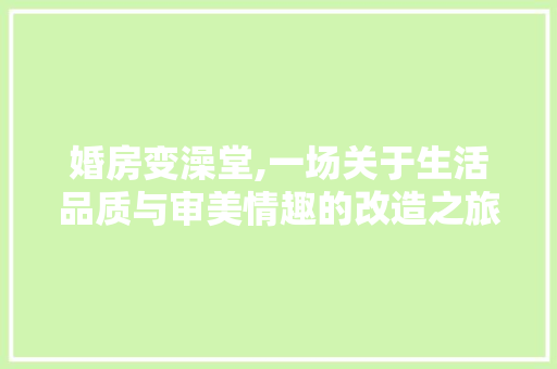 婚房变澡堂,一场关于生活品质与审美情趣的改造之旅