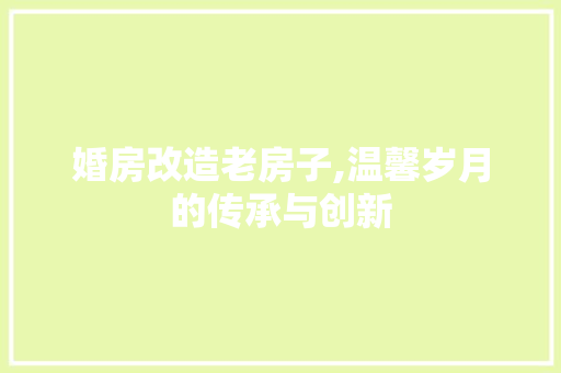 婚房改造老房子,温馨岁月的传承与创新