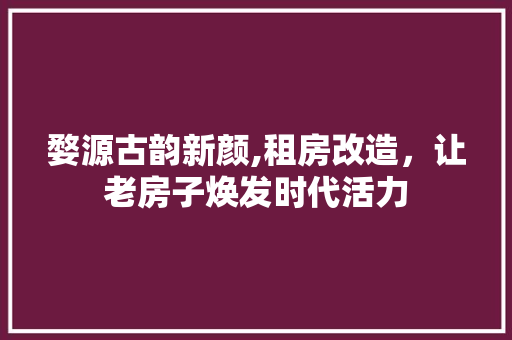 婺源古韵新颜,租房改造，让老房子焕发时代活力