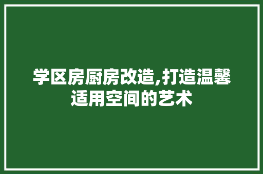 学区房厨房改造,打造温馨适用空间的艺术 庭院装修
