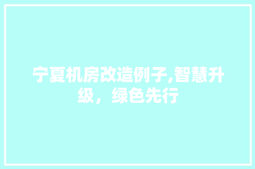 宁夏机房改造例子,智慧升级，绿色先行 墙面装饰