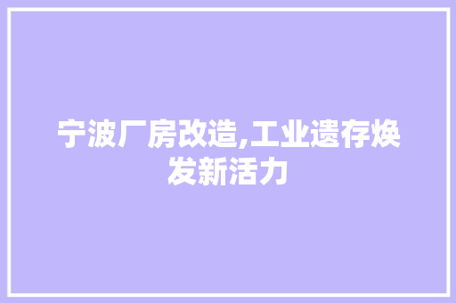 宁波厂房改造,工业遗存焕发新活力