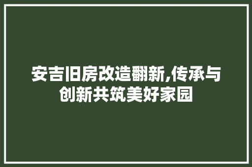 安吉旧房改造翻新,传承与创新共筑美好家园