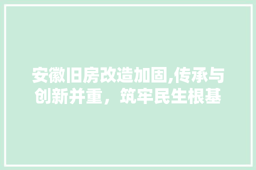 安徽旧房改造加固,传承与创新并重，筑牢民生根基