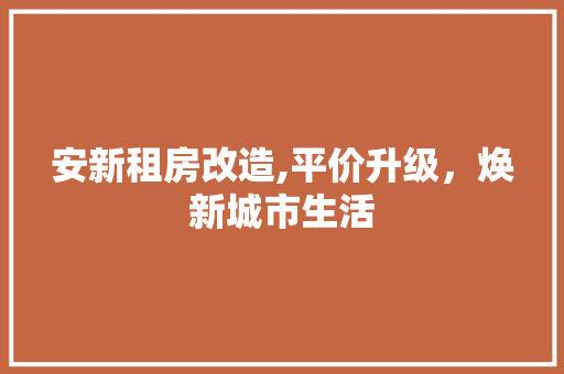 安新租房改造,平价升级，焕新城市生活