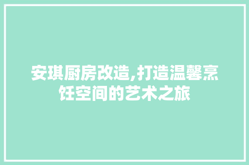 安琪厨房改造,打造温馨烹饪空间的艺术之旅