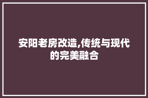 安阳老房改造,传统与现代的完美融合