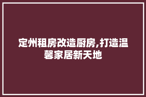 定州租房改造厨房,打造温馨家居新天地 地面装修