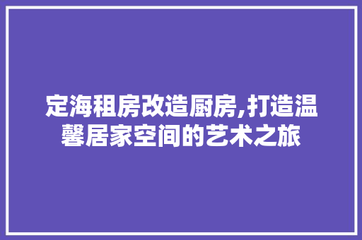 定海租房改造厨房,打造温馨居家空间的艺术之旅