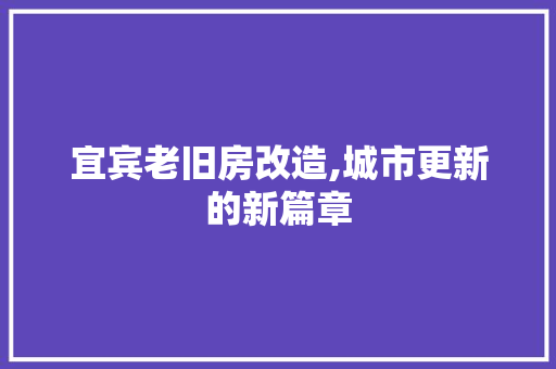 宜宾老旧房改造,城市更新的新篇章