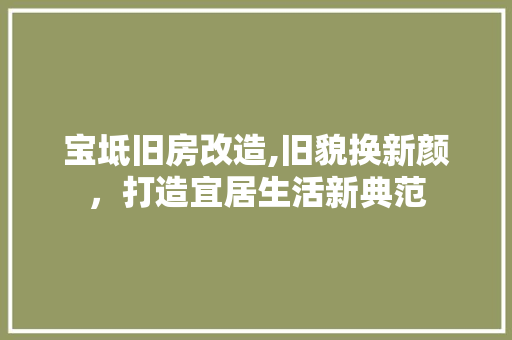 宝坻旧房改造,旧貌换新颜，打造宜居生活新典范 装修材料