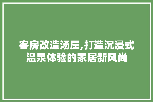 客房改造汤屋,打造沉浸式温泉体验的家居新风尚 隔断设计