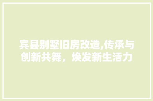宾县别墅旧房改造,传承与创新共舞，焕发新生活力