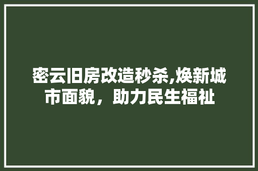 密云旧房改造秒杀,焕新城市面貌，助力民生福祉