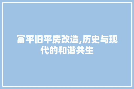 富平旧平房改造,历史与现代的和谐共生