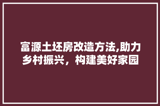 富源土坯房改造方法,助力乡村振兴，构建美好家园