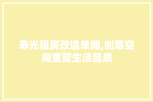 寿光租房改造单间,创意空间重塑生活品质
