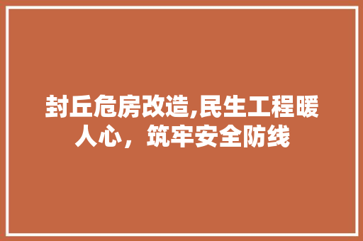 封丘危房改造,民生工程暖人心，筑牢安全防线