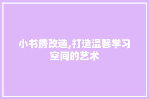 小书房改造,打造温馨学习空间的艺术