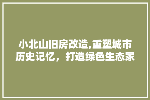 小北山旧房改造,重塑城市历史记忆，打造绿色生态家园