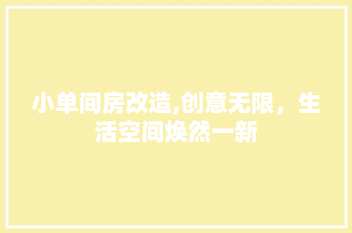 小单间房改造,创意无限，生活空间焕然一新