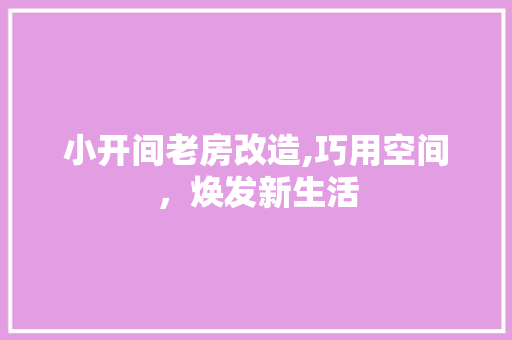 小开间老房改造,巧用空间，焕发新生活