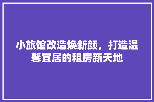 小旅馆改造焕新颜，打造温馨宜居的租房新天地 装修材料