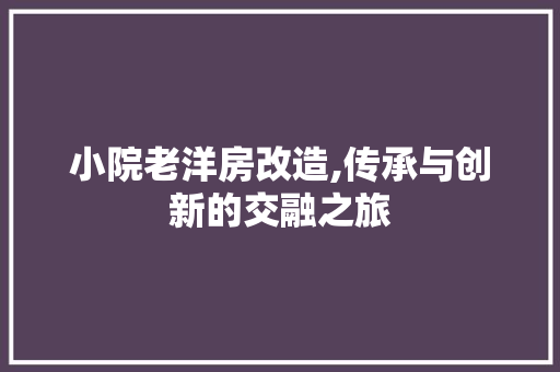 小院老洋房改造,传承与创新的交融之旅