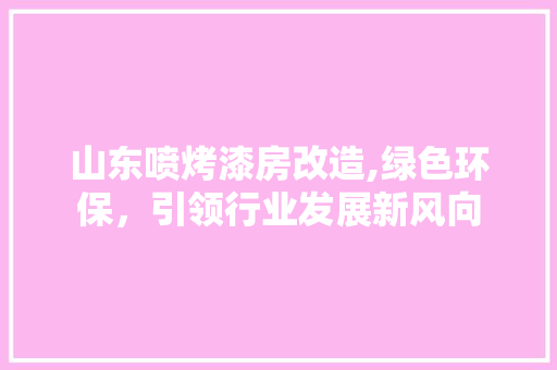 山东喷烤漆房改造,绿色环保，引领行业发展新风向 地面装修