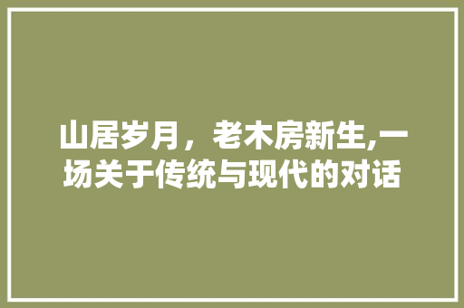 山居岁月，老木房新生,一场关于传统与现代的对话