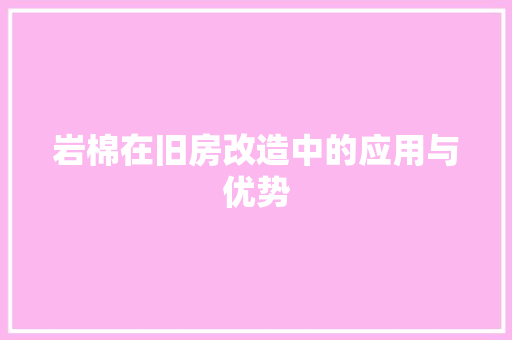 岩棉在旧房改造中的应用与优势
