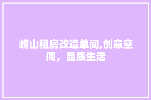 崂山租房改造单间,创意空间，品质生活