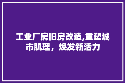 工业厂房旧房改造,重塑城市肌理，焕发新活力