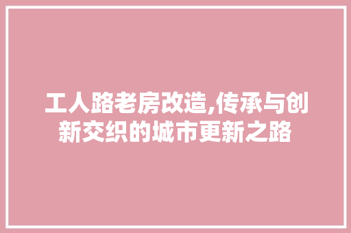 工人路老房改造,传承与创新交织的城市更新之路 门窗装修 工人路老房改造,传承与创新交织的城市更新之路 门窗装修