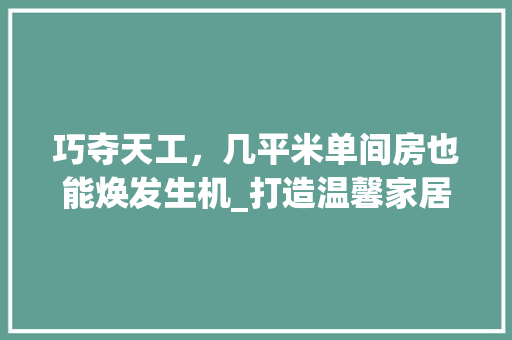 巧夺天工，几平米单间房也能焕发生机_打造温馨家居空间攻略