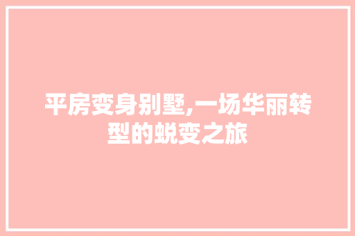 平房变身别墅,一场华丽转型的蜕变之旅 装修攻略