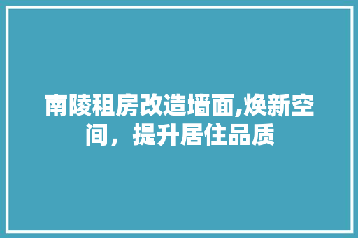 南陵租房改造墙面,焕新空间，提升居住品质