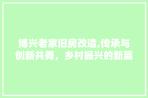 博兴老家旧房改造,传承与创新共舞，乡村振兴的新篇章