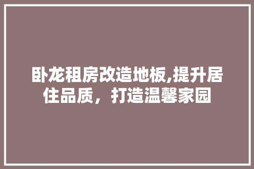 卧龙租房改造地板,提升居住品质，打造温馨家园 墙面装饰