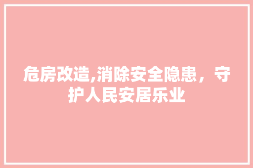 危房改造,消除安全隐患，守护人民安居乐业