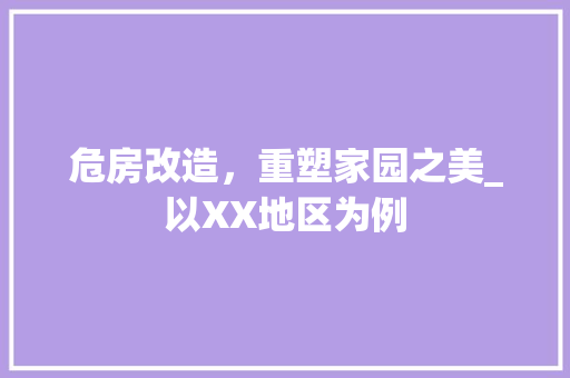 危房改造，重塑家园之美_以XX地区为例 隔断设计