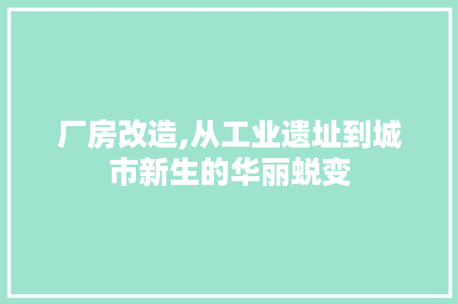 厂房改造,从工业遗址到城市新生的华丽蜕变