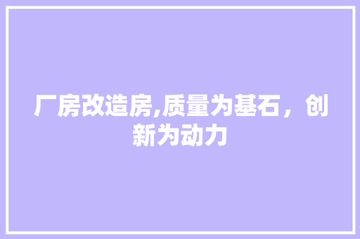 厂房改造房,质量为基石，创新为动力