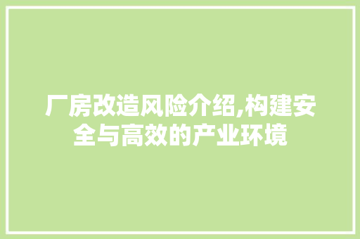 厂房改造风险介绍,构建安全与高效的产业环境