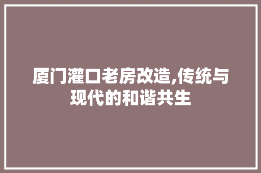 厦门灌口老房改造,传统与现代的和谐共生