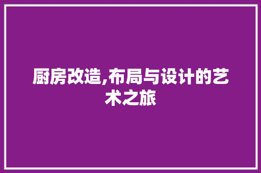 厨房改造,布局与设计的艺术之旅